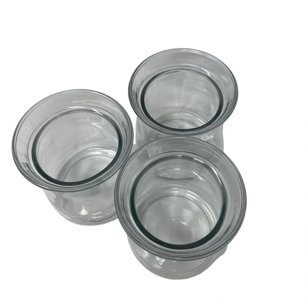 Three Glass Container Spice Jars With Cork Lids